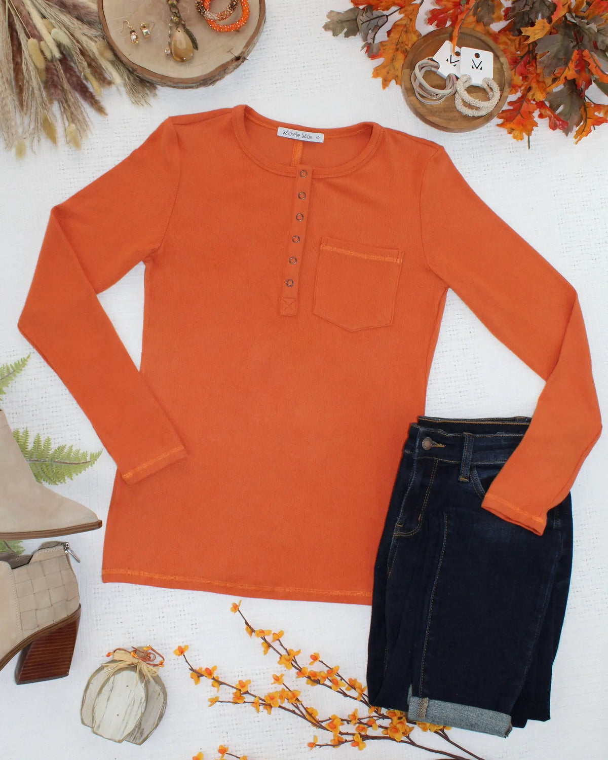 IN STOCK Georgia Long Sleeve Top - Pumpkin Spice by Michelle Mae