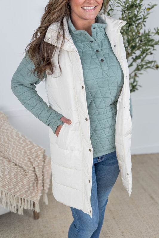 IN STOCK Harlow Long Vest - Cream