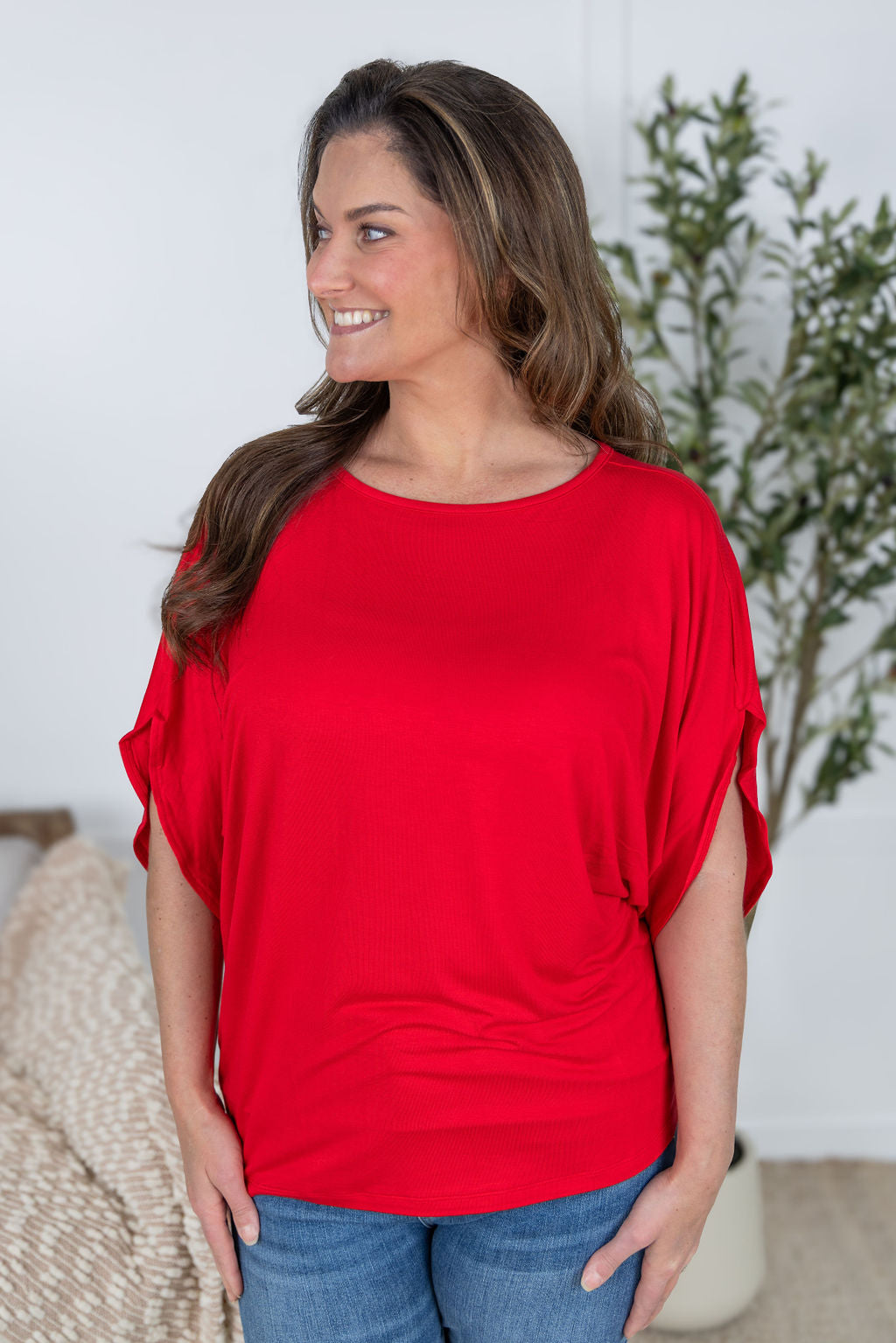 IN STOCK Darcy Dolman Top - Red FINAL SALE
