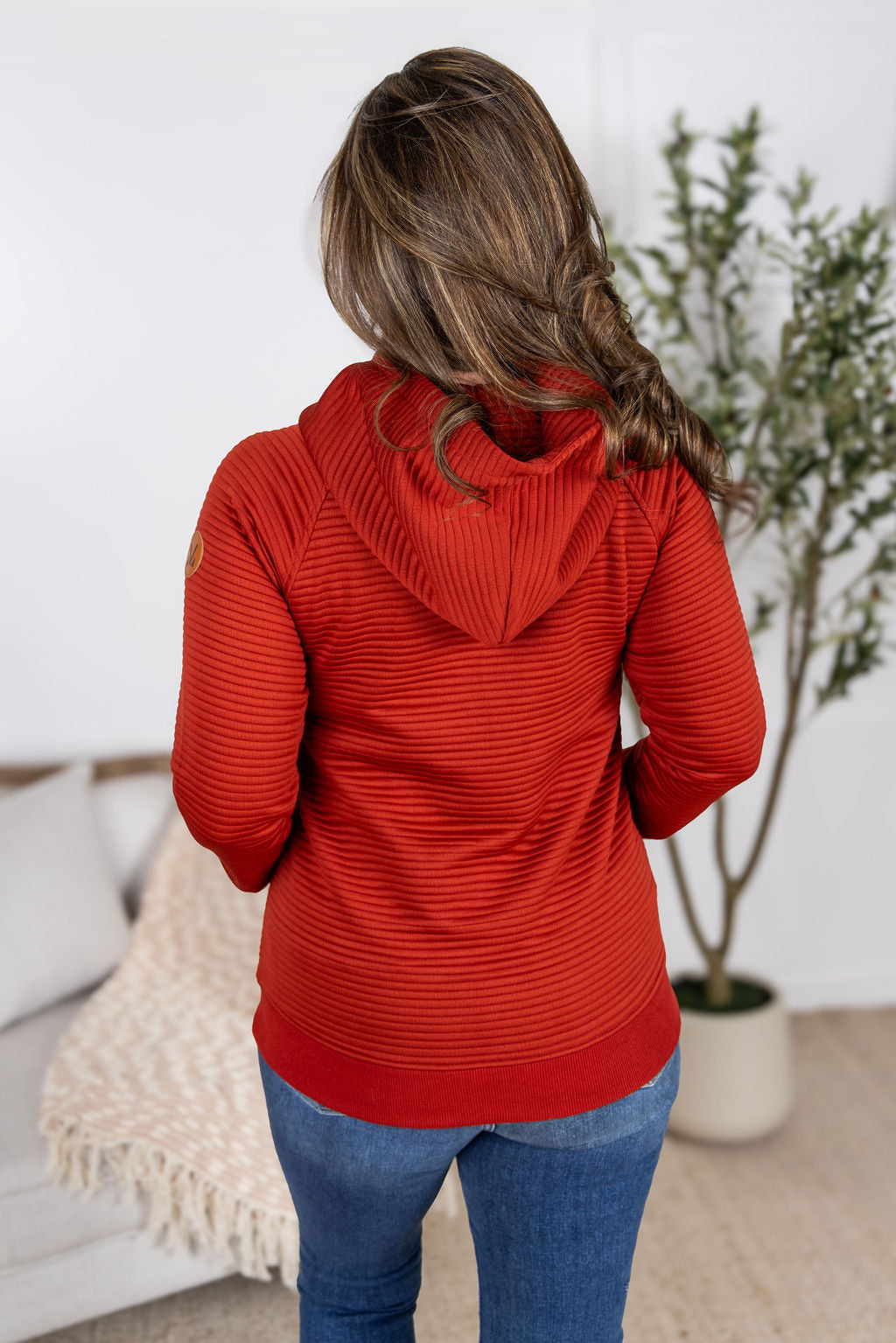 IN STOCK Tatum Textured Pullover Hoodie - Rust FINAL SALE