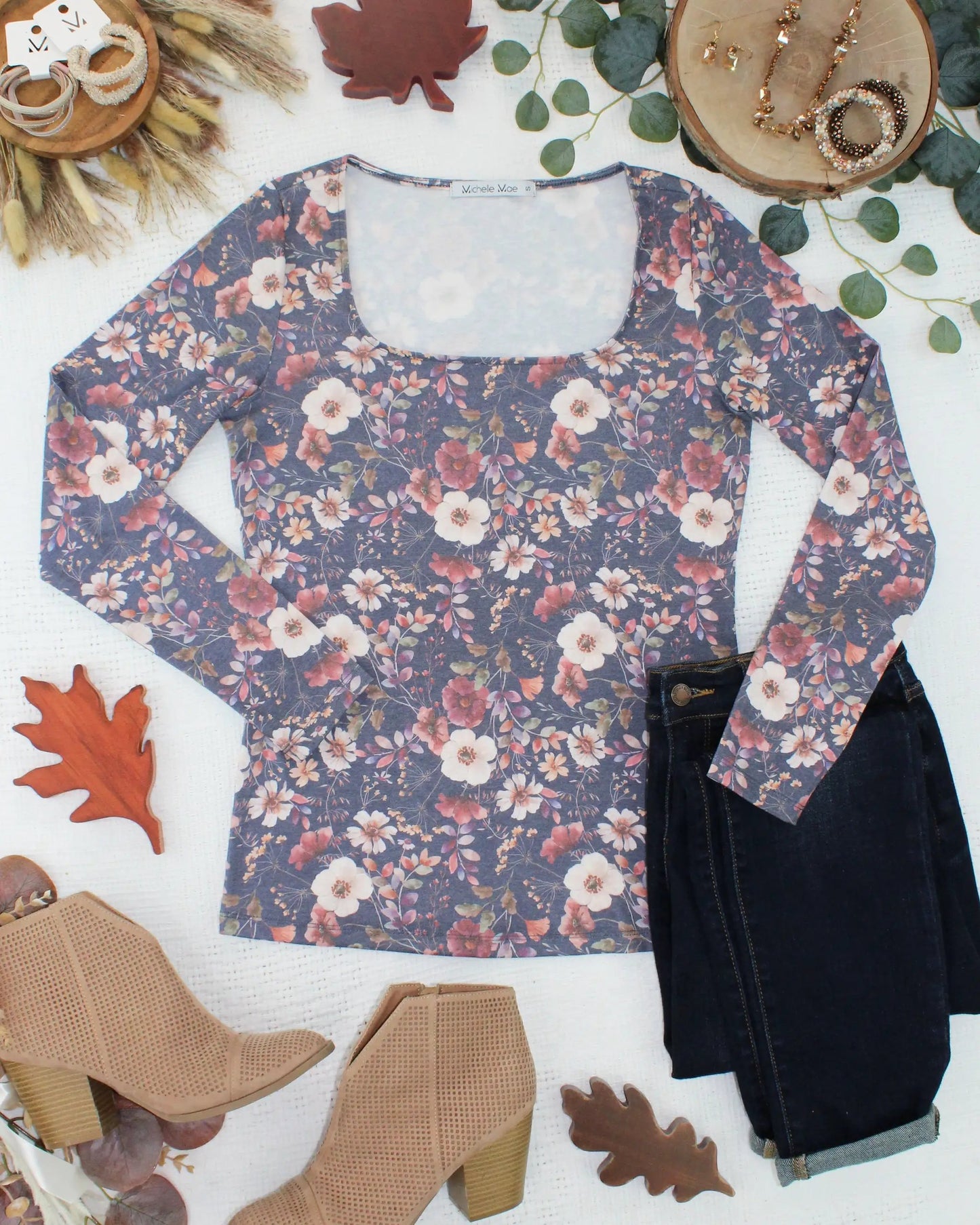 Alyssa Long Sleeve Top Blushwood Floral Fall Essential Soft Feminine Design by Michelle Mae