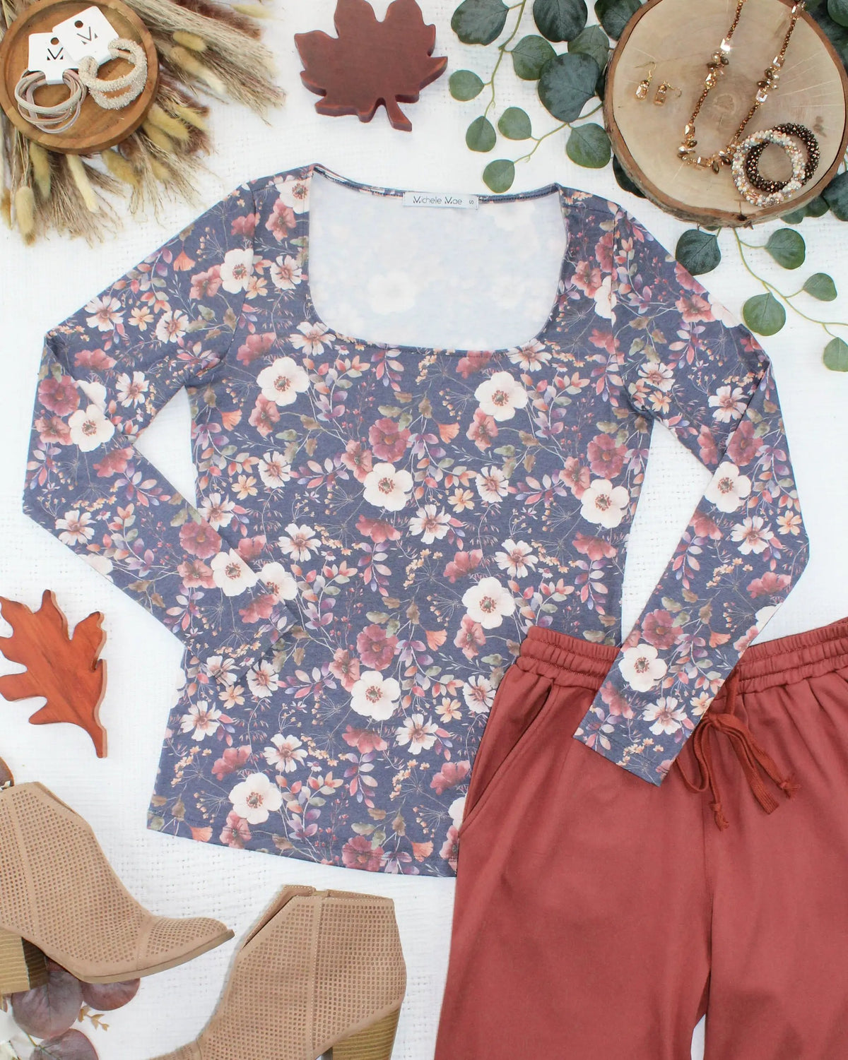 Alyssa Long Sleeve Top Blushwood Floral Fall Essential Soft Feminine Design by Michelle Mae