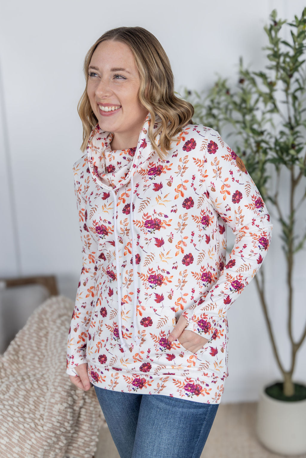 IN STOCK Soft Funnel Neck - Autumn Floral FINAL SALE