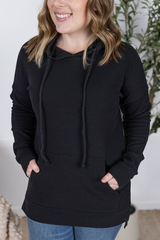 IN STOCK Kacey Ribbed Hoodie - Black FINAL SALE