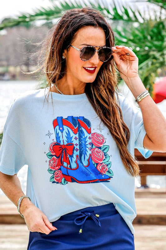 Patriotic Boots Waffle Tee by Jess Lea