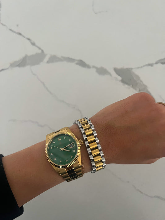 XL TWO TONED WATCH BAND BRACELET by Chansuttpearls