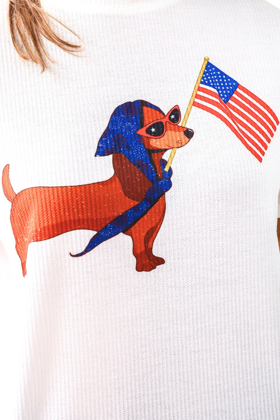 Patriotic Pup Waffle Tee by Jess Lea