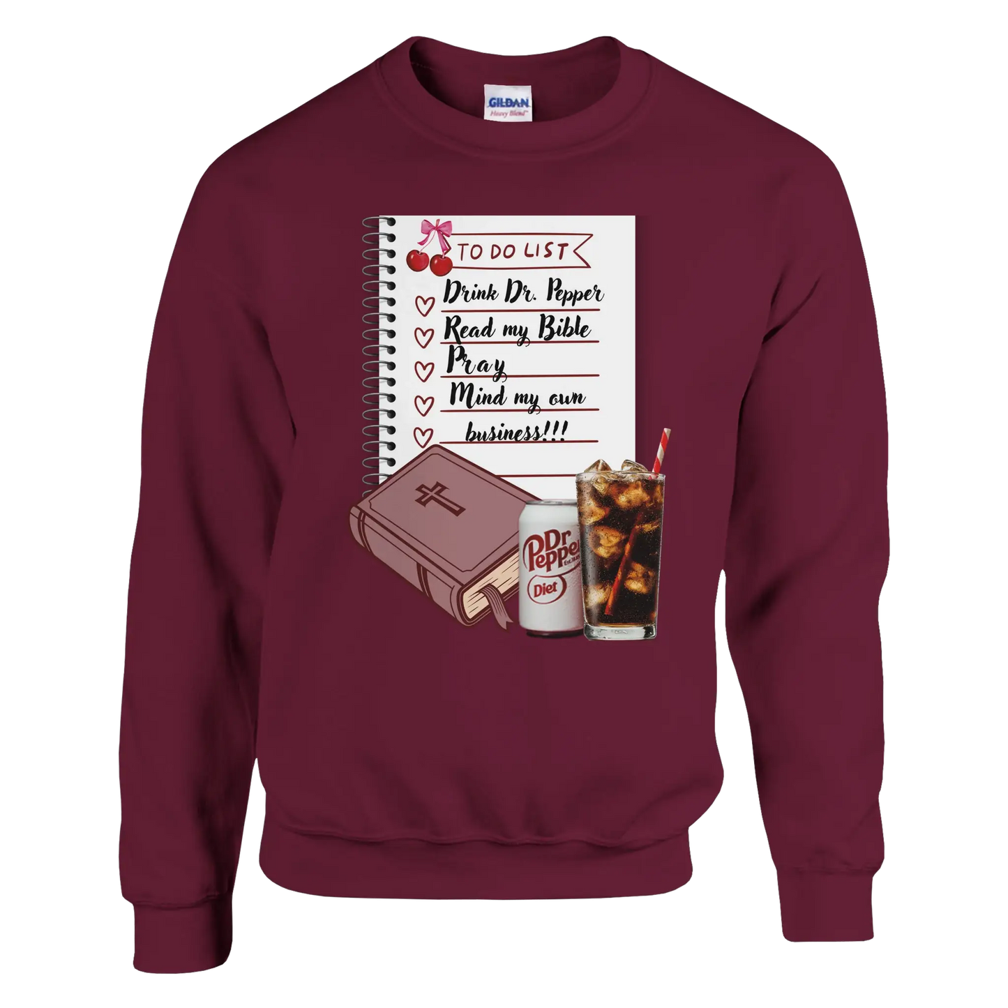 Bible & Soda Pop Classic Unisex Crewneck Sweatshirt | Gildan® 18000 Maroon by Knitted Grace Boutique