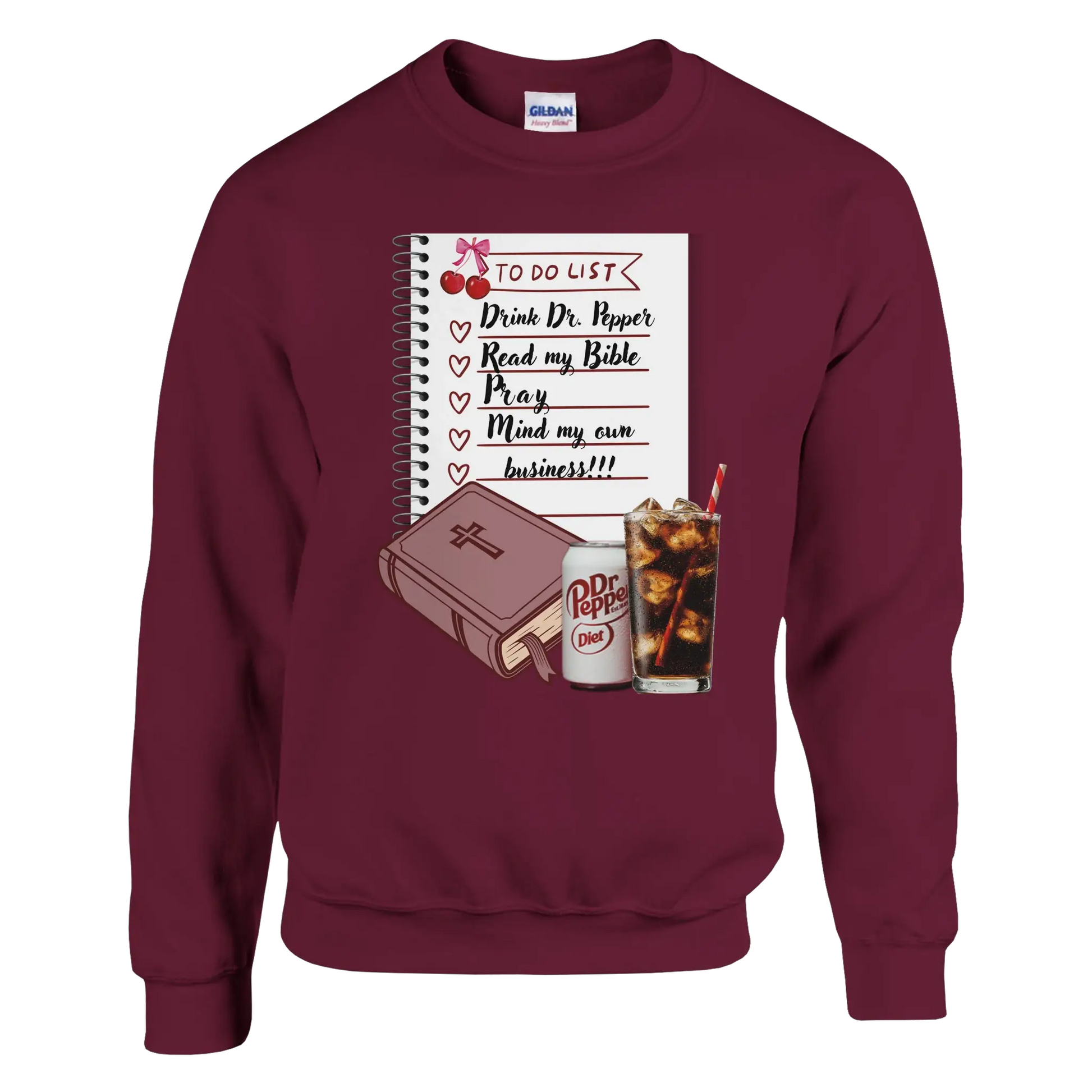 Bible & Soda Pop Classic Unisex Crewneck Sweatshirt | Gildan® 18000 Maroon by Knitted Grace Boutique