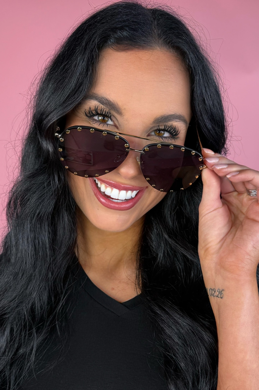 Showstopper Studded Aviator Sunglasses by Jess Lea