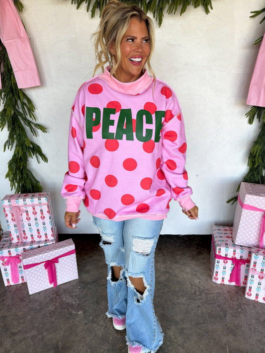 PREORDER- PEACE & POLKA DOT MOCK NECK PULLOVER by BLAKELEY