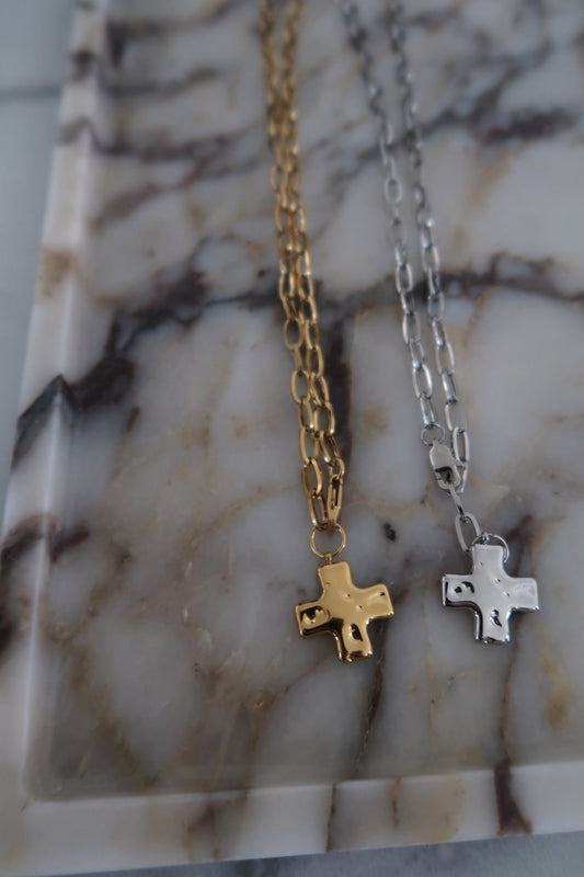 PAPERCLIP CROSS NECKLACE ￼ by Chansuttpearls
