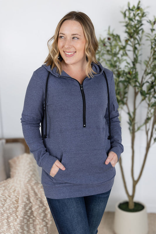 IN STOCK Pixie Pocket Halfzip Hoodie - Heathered Navy FINAL SALE