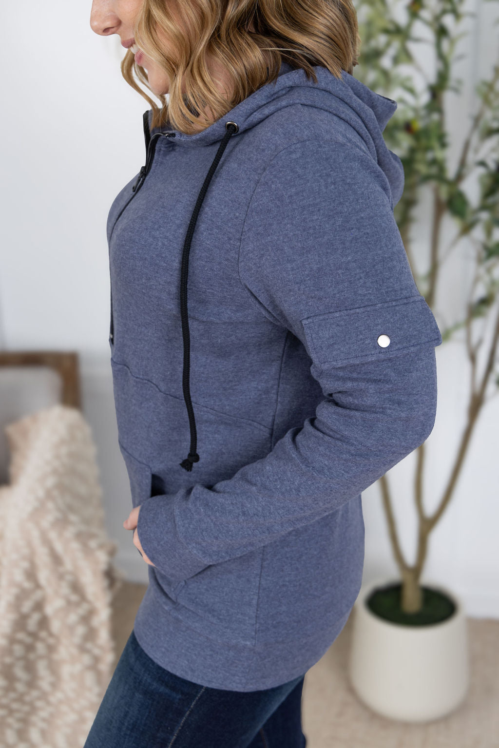 IN STOCK Pixie Pocket Halfzip Hoodie - Heathered Navy FINAL SALE