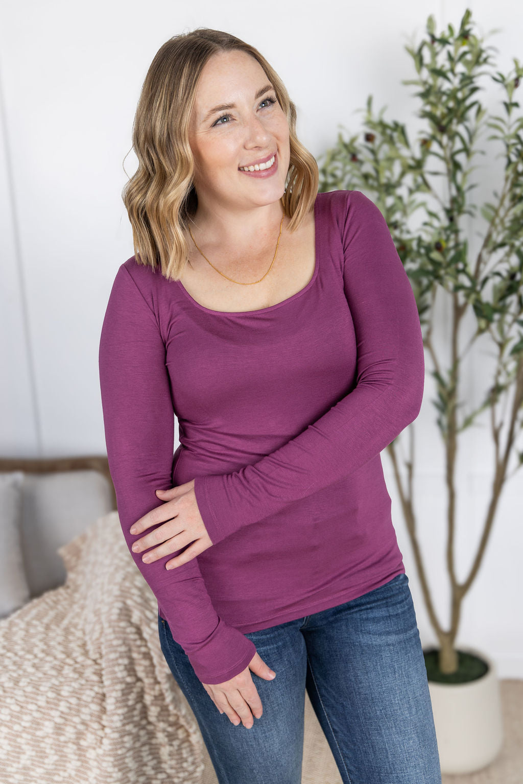 IN STOCK Alyssa Long Sleeve Top - Mulberry FINAL SALE