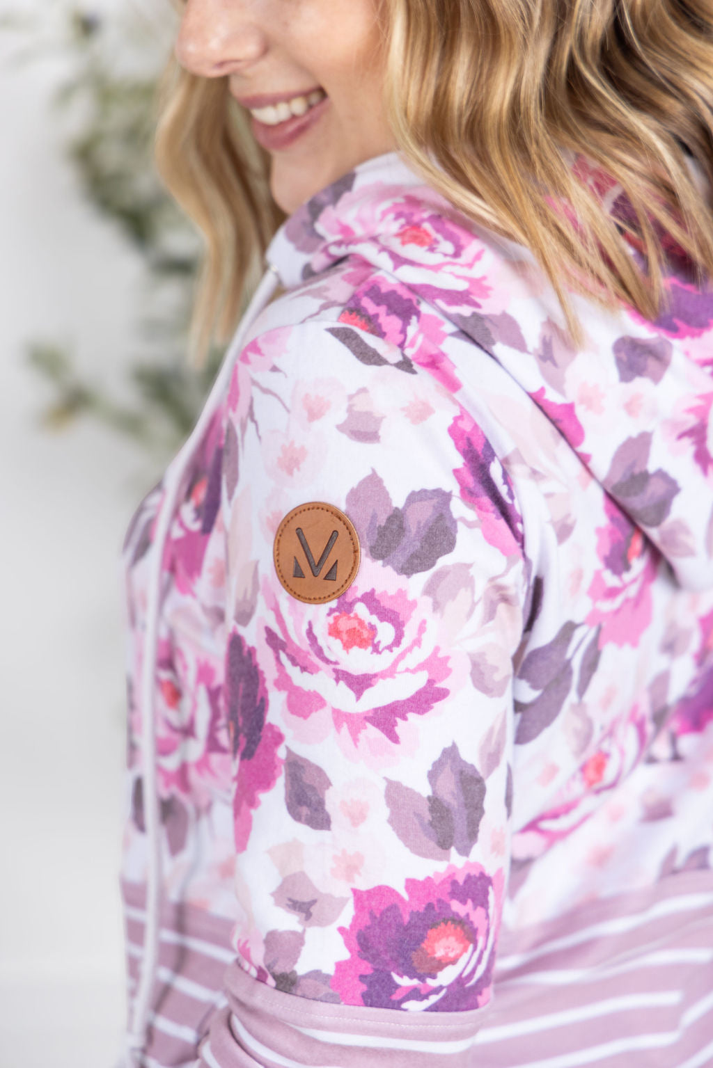 IN STOCK Hailey Pullover Hoodie - Pink Blossom and Stripes