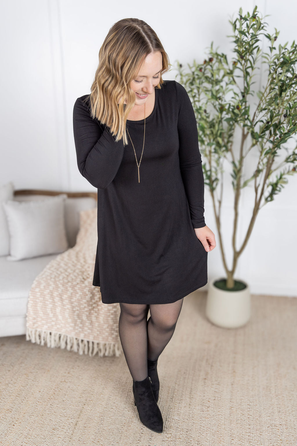 IN STOCK Savannah Bamboo Swing Dress - Black FINAL SALE