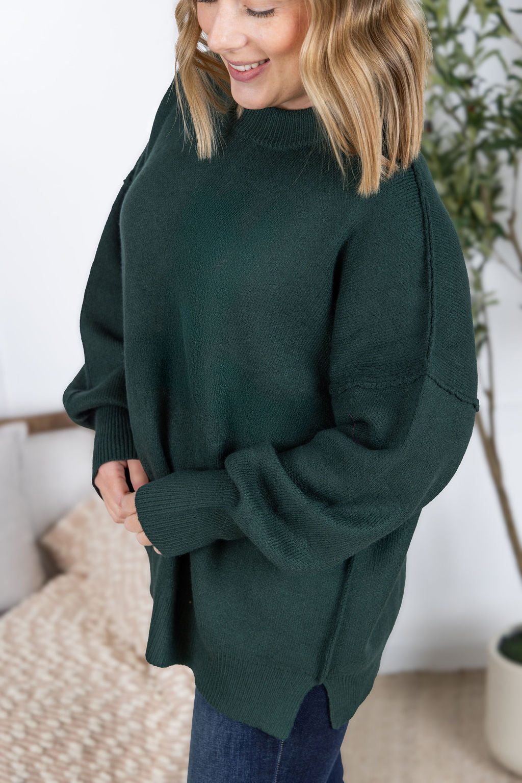 IN STOCK Aurora Cozy Sweater - Hunter Green FINAL SALE