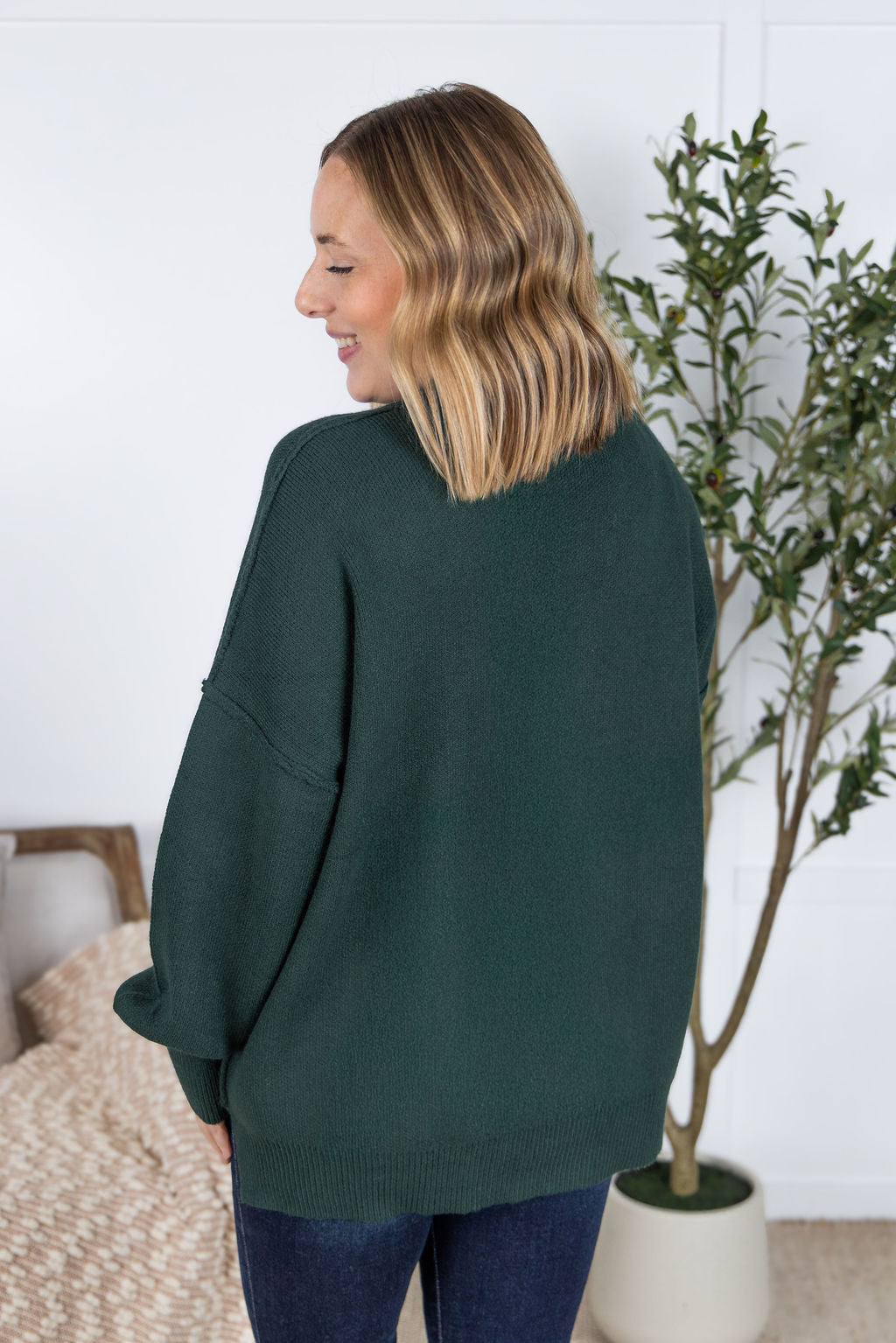 IN STOCK Aurora Cozy Sweater - Hunter Green FINAL SALE