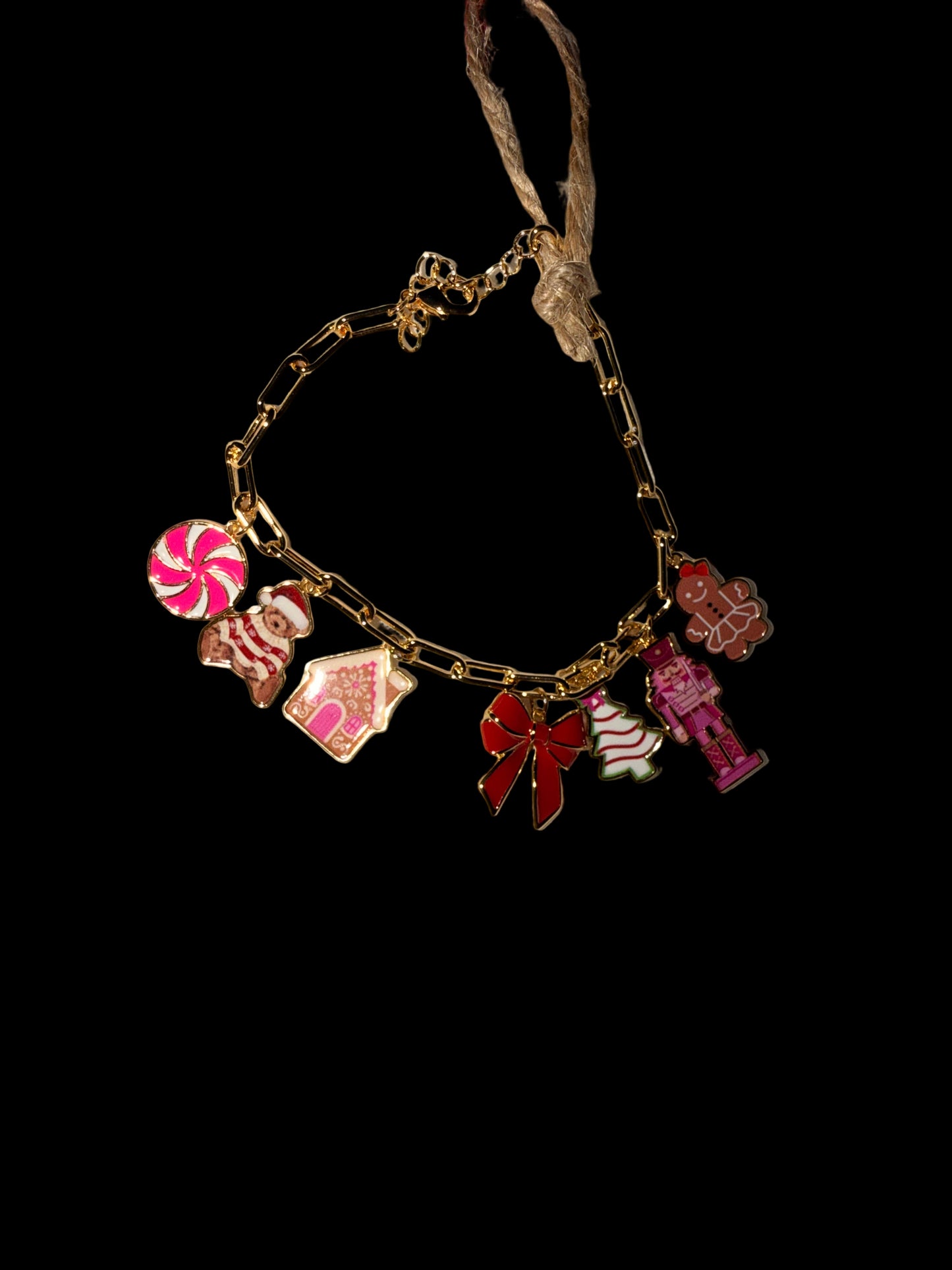 Gingerbread Wonderland Christmas Charm Bracelet Dipped in 18K Gold