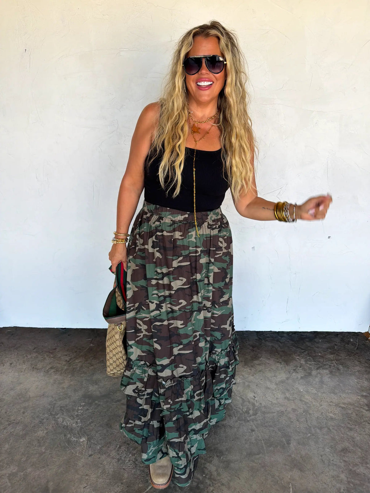 PREORDER- HIDDEN GEM CAMO MAXI SKIRT by BLAKELEY
