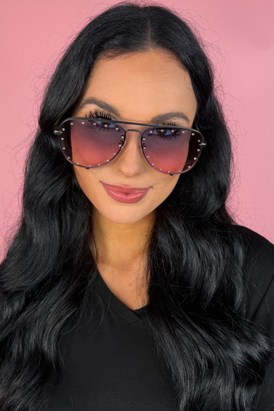 Hollywood Studded Aviator Sunglasses by Jess Lea