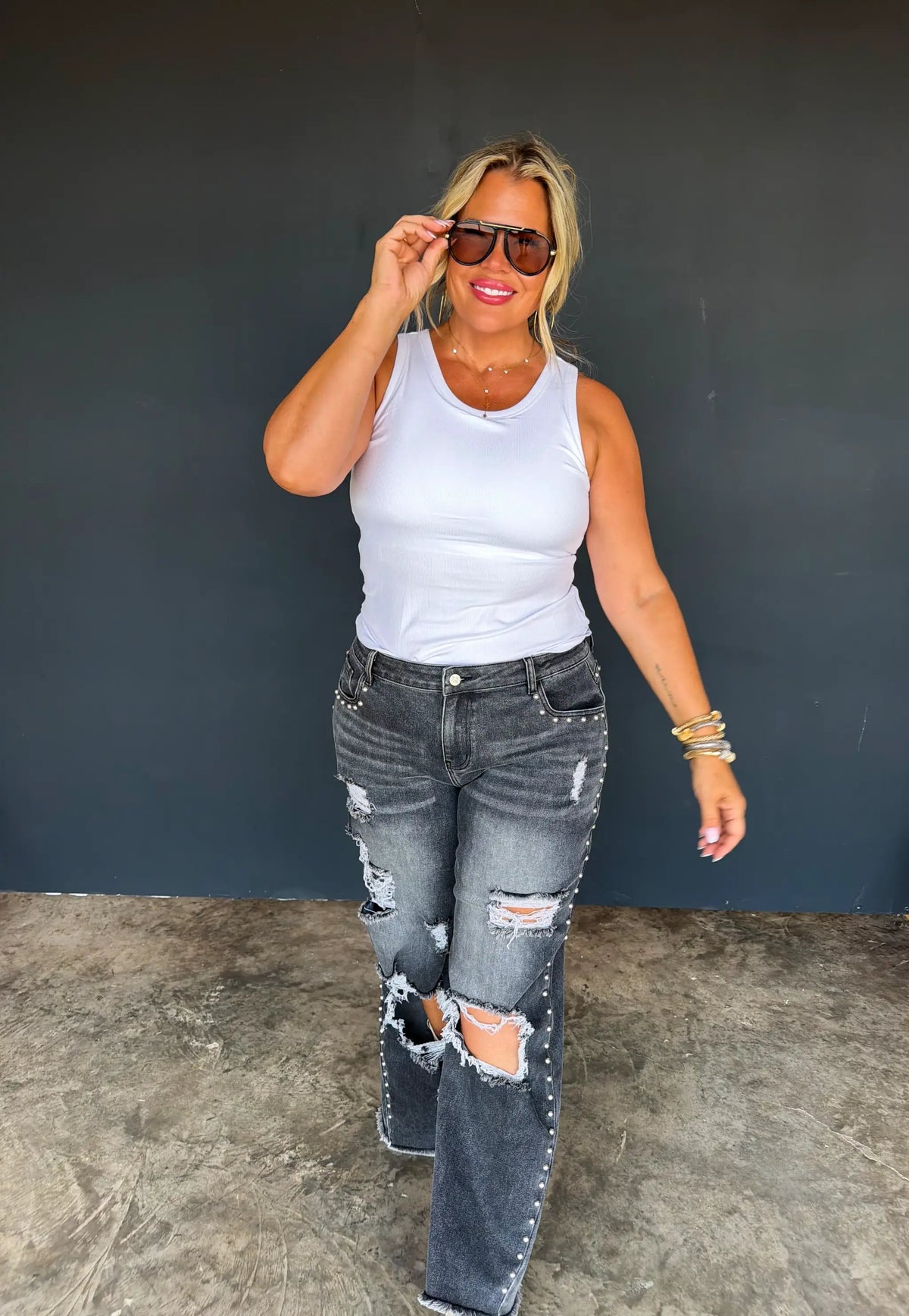 PREORDER- OFF THE GRID STUDDED JEANS by BLAKELEY
