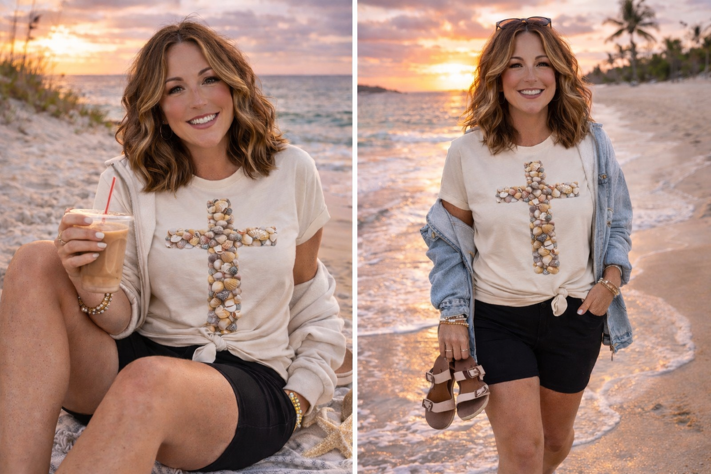 Seashell Cross Coastal Faith Tee