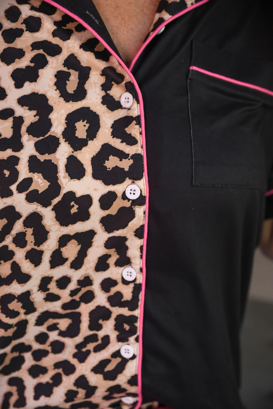 PREORDER- Double Take Leopard Ruffle Pajama Set