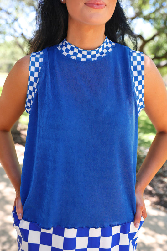 PREORDER- Checkmate Ribbed Tank- Blue by Jess Lea