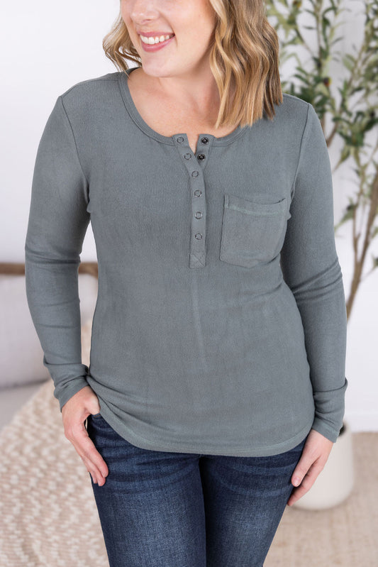 IN STOCK Georgia Long Sleeve Top - Dusty Jade