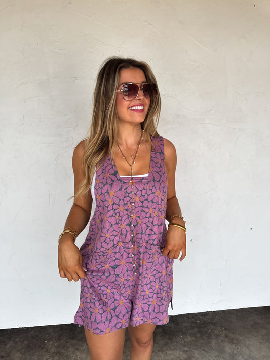 PREORDER- DENIM DAISIES- BEACH PLEASE ROMPER