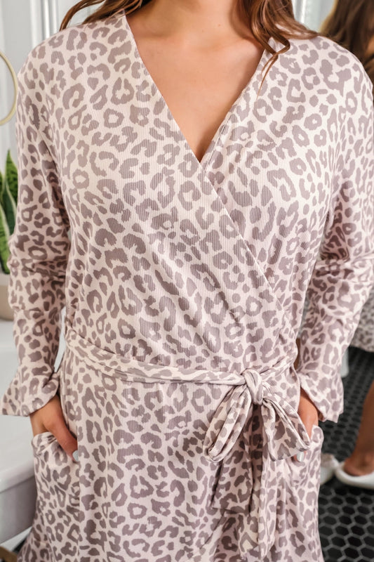 Almost Ready Ribbed Robe- Bella Leopard by Jess Lea