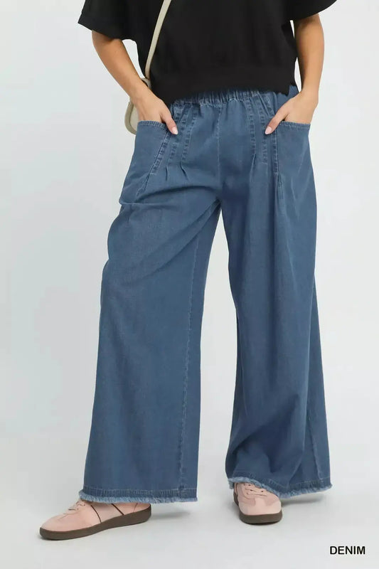 Umgee Stone Washed Wide Leg Pants by Trendsi