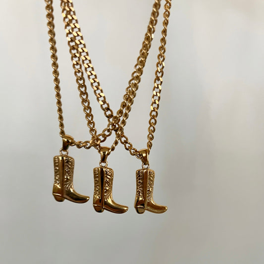 Cowgirl Boot Necklace Adjustable 16 to 18 Inches Water Resistant by Chansuttpearls