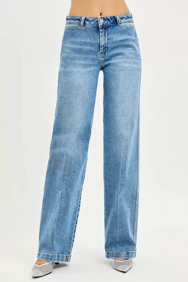 RISEN Slouchy Straight Jeans by Trendsi