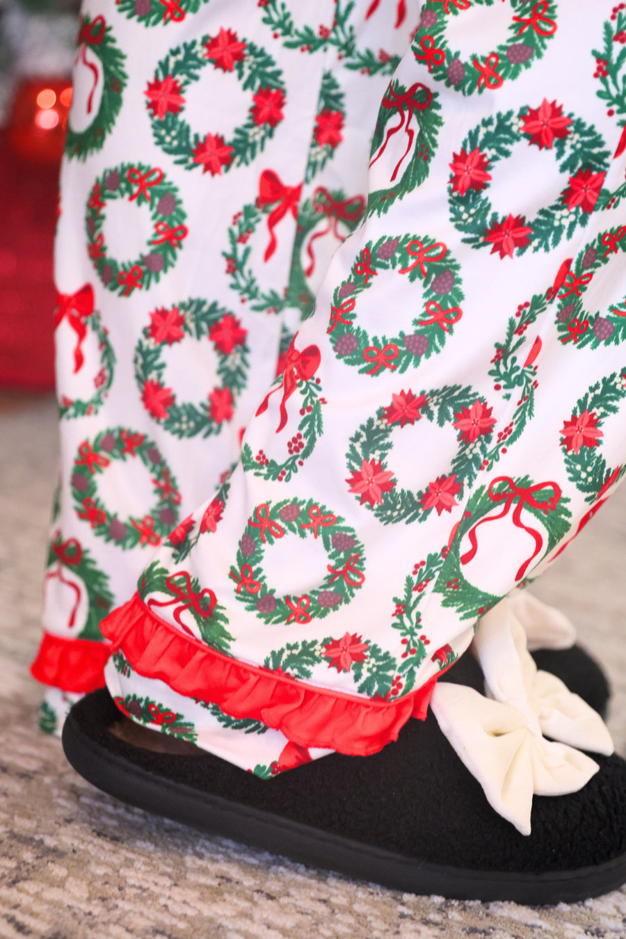 PREORDER- Ribbon Wreath Ruffle Pajama Set by Jess Lea