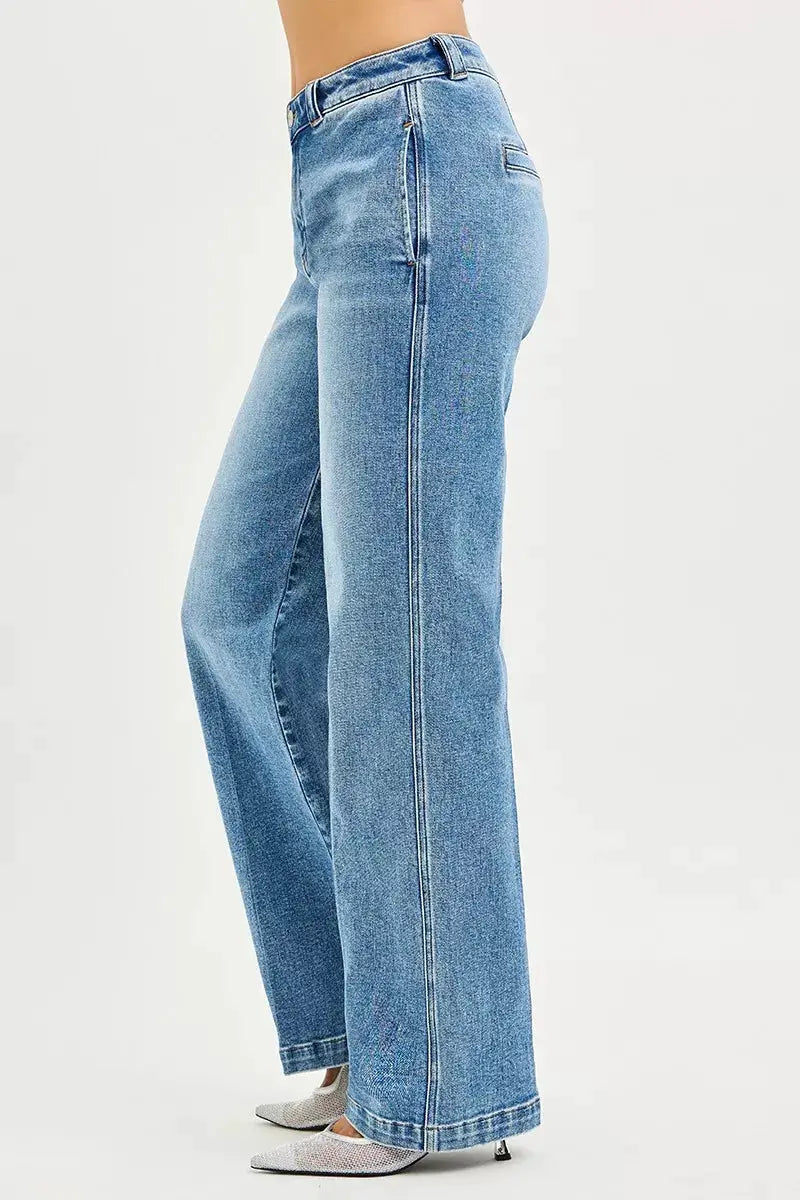 RISEN Slouchy Straight Jeans by Trendsi