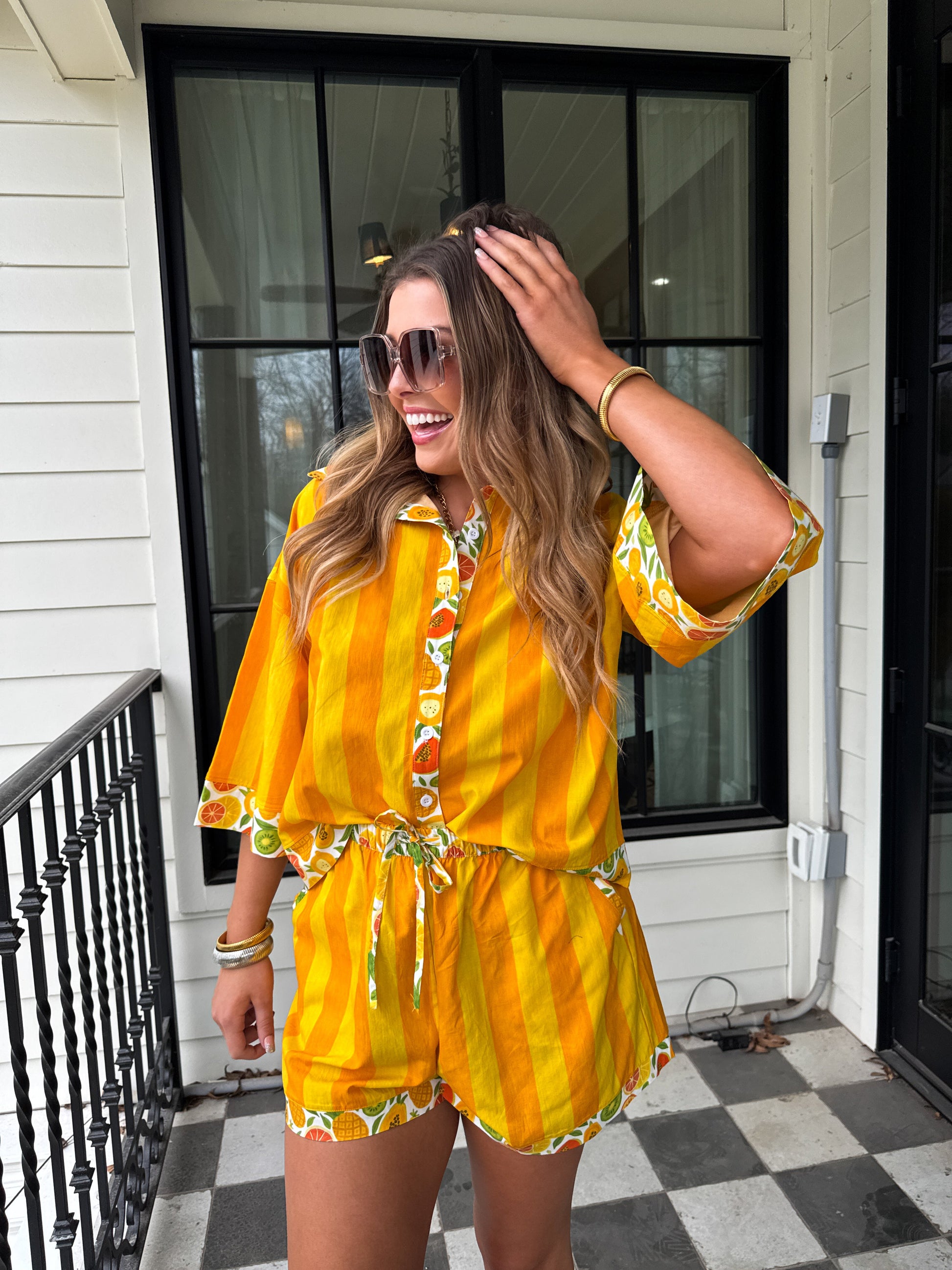 FRUIT SALAD BUTTON DOWN TOP