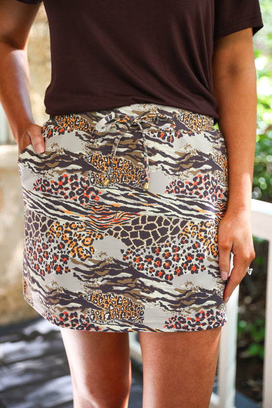 Preorder Wild Instincts Skort With Animal Print And Stretch