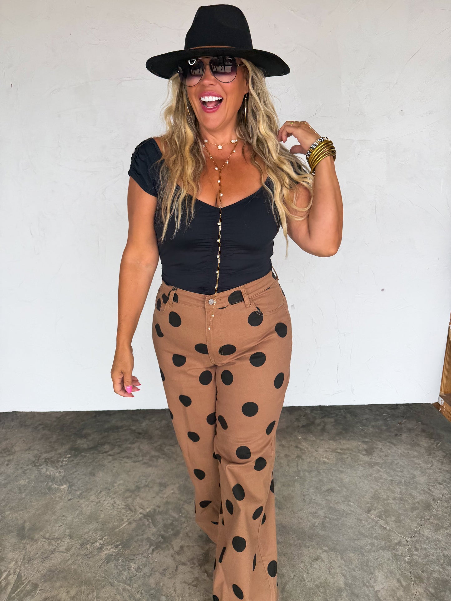 Blakeley Mocha Dot Denim Jeans - Preorder by Blakeley