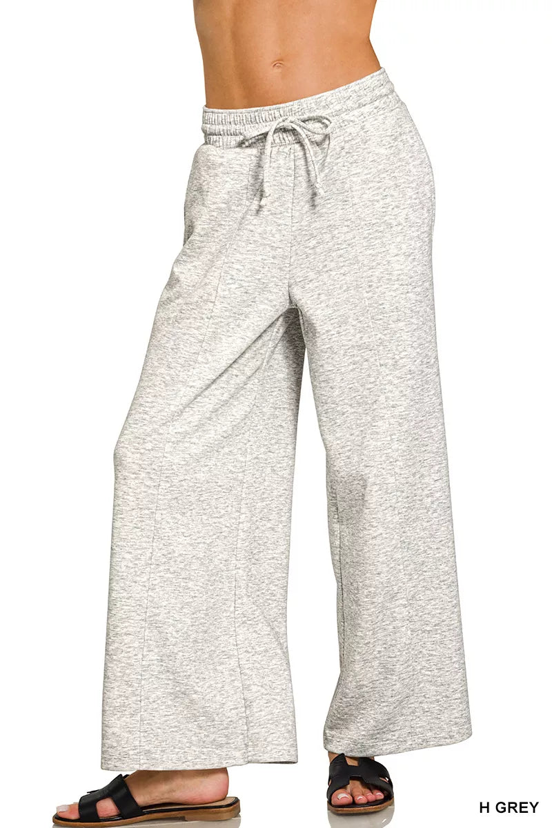 Zenana Scuba Drawstring Wide Leg Pants by Trendsi