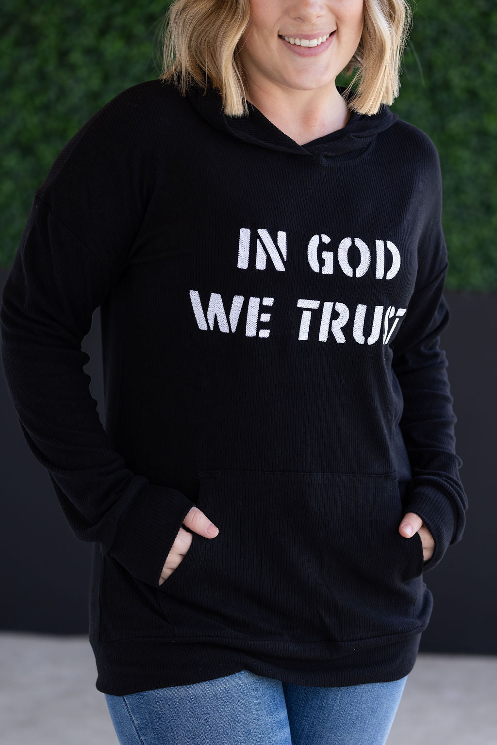 IN STOCK Corrine Embroidered Hoodie - In God We Trust