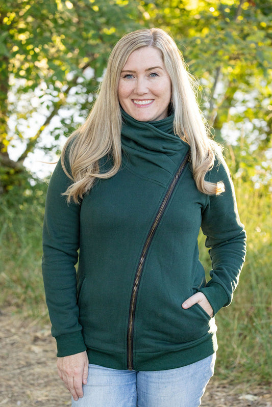 IN STOCK Quinn ZipUp Cowl - Evergreen FINAL SALE