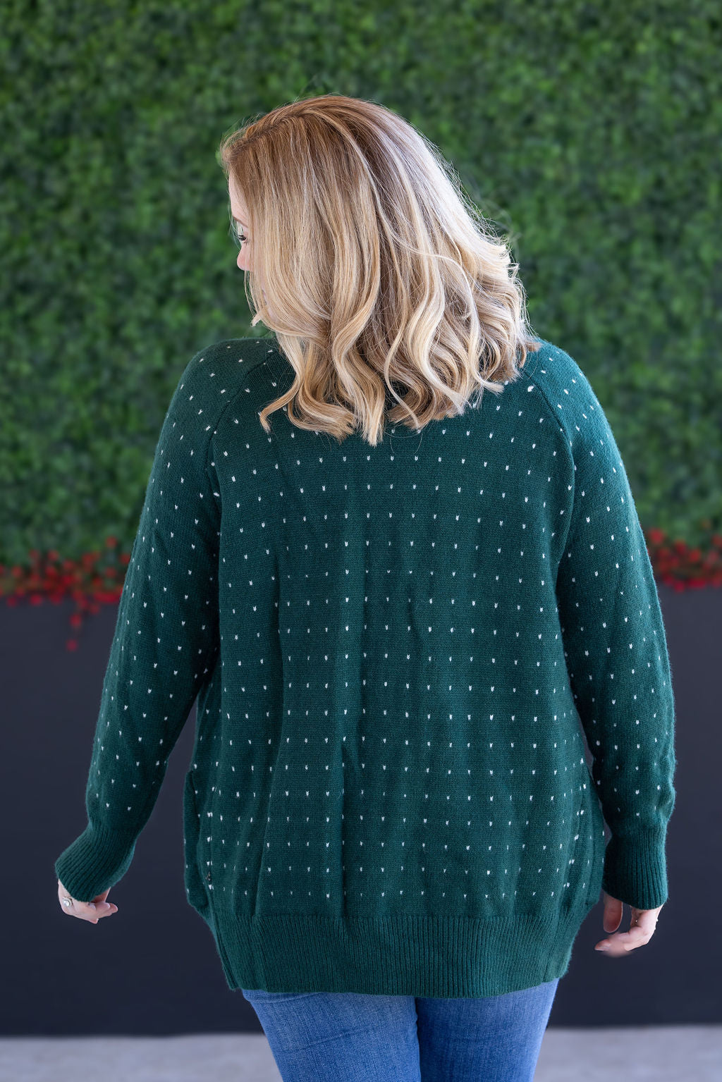 IN STOCK Dalilah Dot Cardigan - Forest Green FINAL SALE