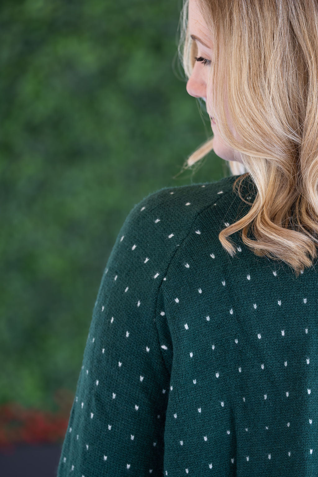 IN STOCK Dalilah Dot Cardigan - Forest Green FINAL SALE