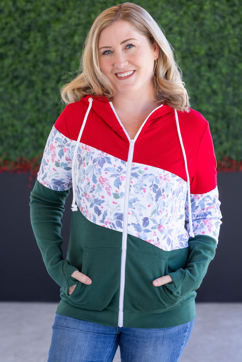 IN STOCK Colorblock Fullzip - Red, Winter Berry, Evergreen FINAL SALE