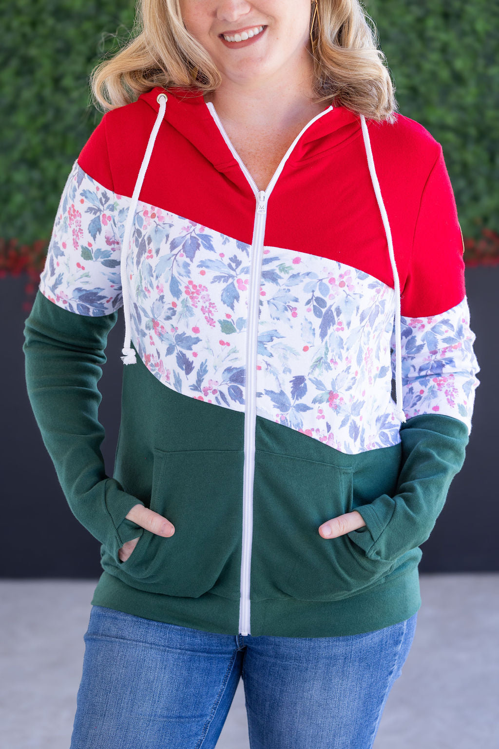 IN STOCK Colorblock Fullzip - Red, Winter Berry, Evergreen FINAL SALE