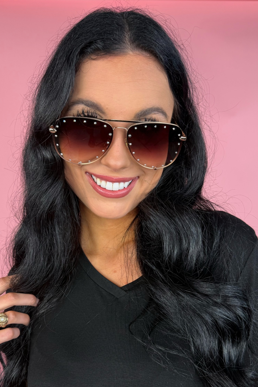 Hollywood Studded Aviator Sunglasses