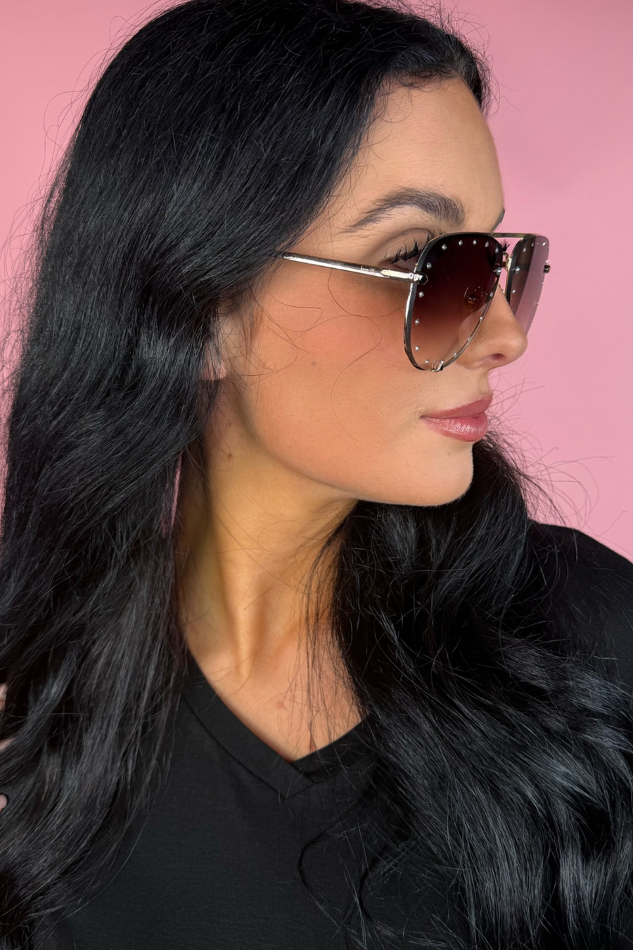 Hollywood Studded Aviator Sunglasses